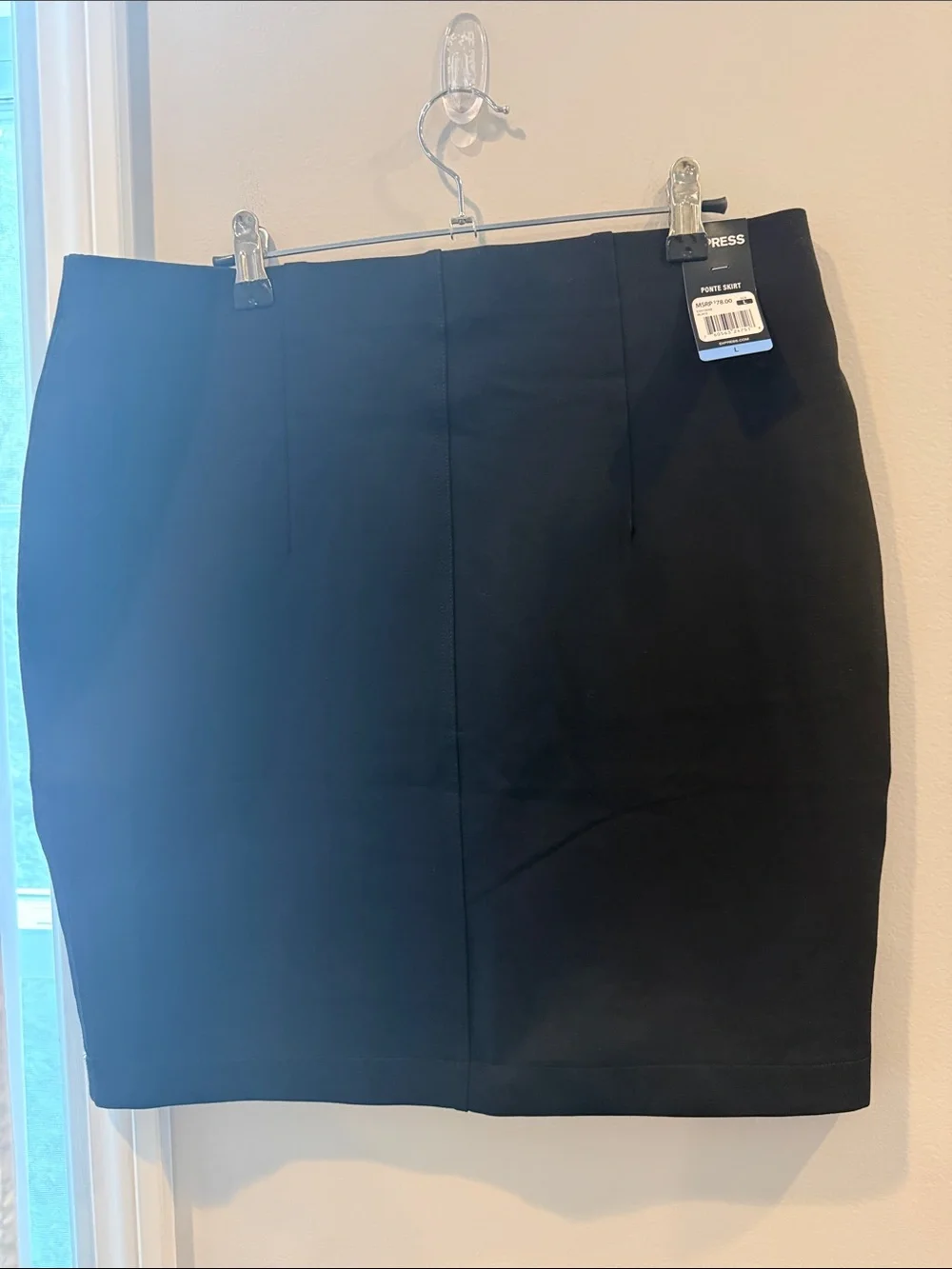 Express Black Ponte Pencil Skirt size large spandex stretchy